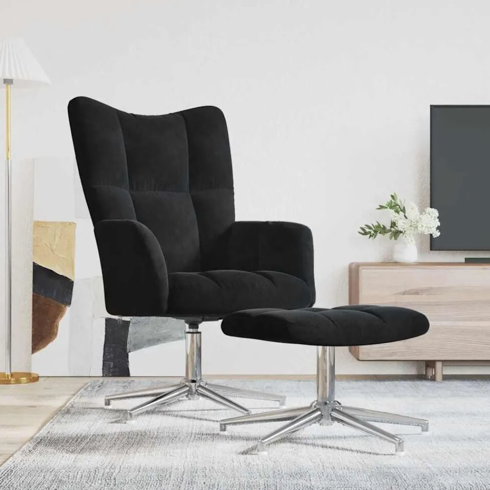 Relaxstoel met voetenbank fluweel>vidaXL Outlet