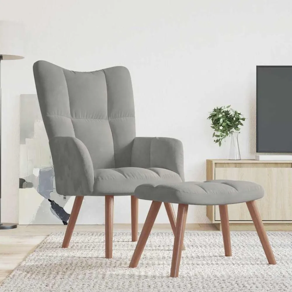 Relaxstoel met voetenbank fluweel>vidaXL Discount