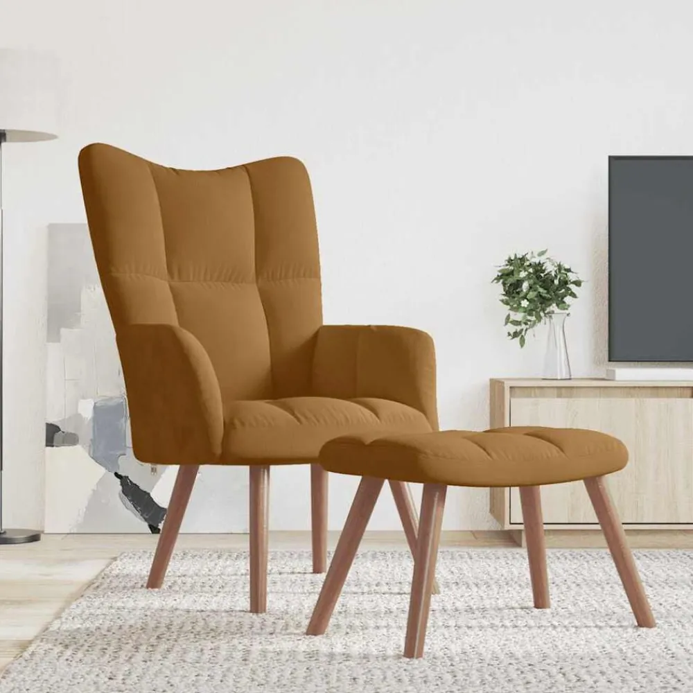 Relaxstoel met voetenbank fluweel>vidaXL Online