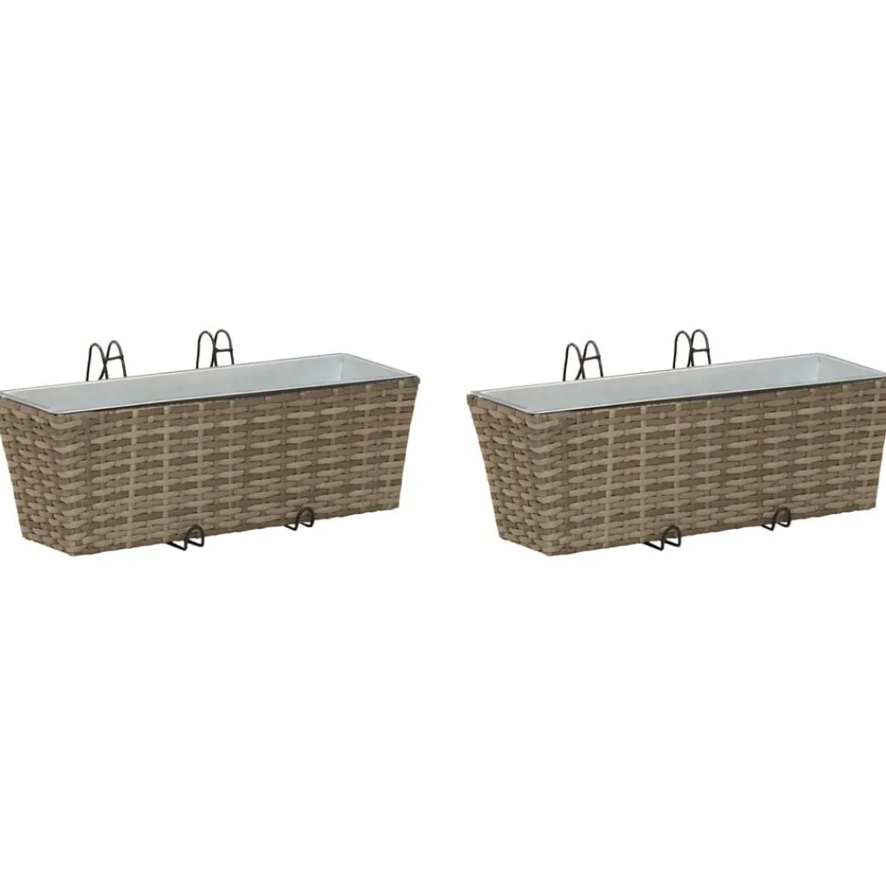 Tuin & Gazon*vidaXL Reling 2 pcs 50 x 17 x 17 cm Metaal Grijs