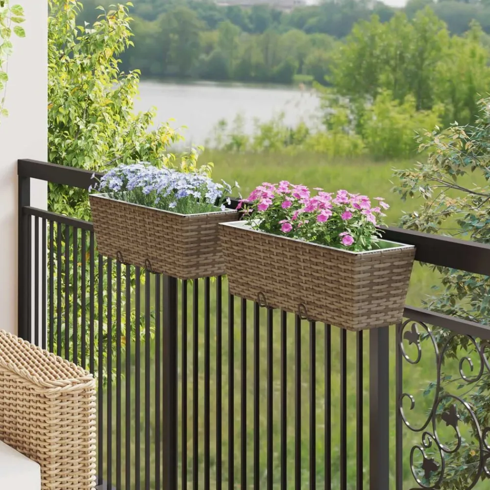 Tuin & Gazon*vidaXL Reling 2 pcs 50 x 17 x 17 cm Metaal Grijs