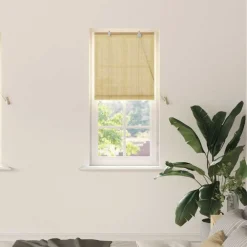 Rolgordijn met gordijnen Natuur 60 x 160 cm Bamboe>vidaXL Sale