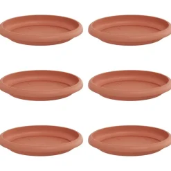 Tuin & Gazon*vidaXL Ronde Bloemenschalen 6 pcs Ø 14 x 2 cm Kunststof Baksteenrood