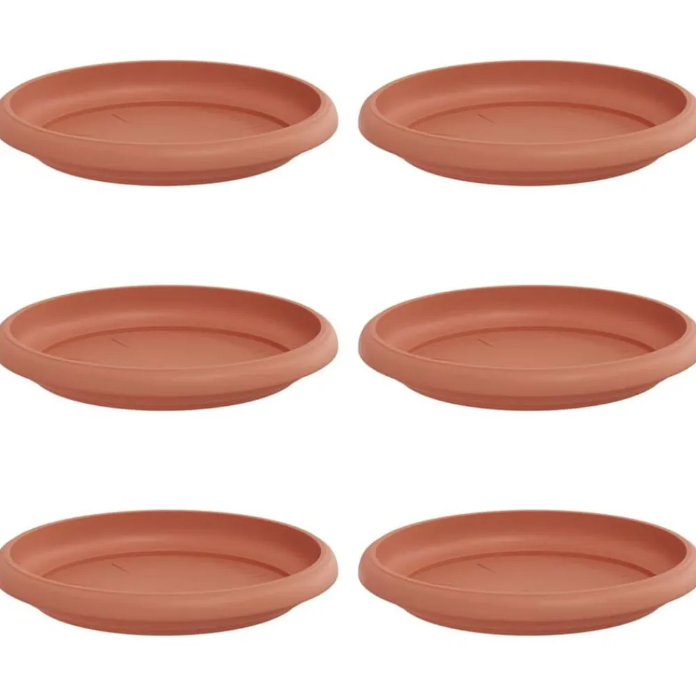 Tuin & Gazon*vidaXL Ronde Bloemenschalen 6 pcs Ø 14 x 2 cm Kunststof Baksteenrood