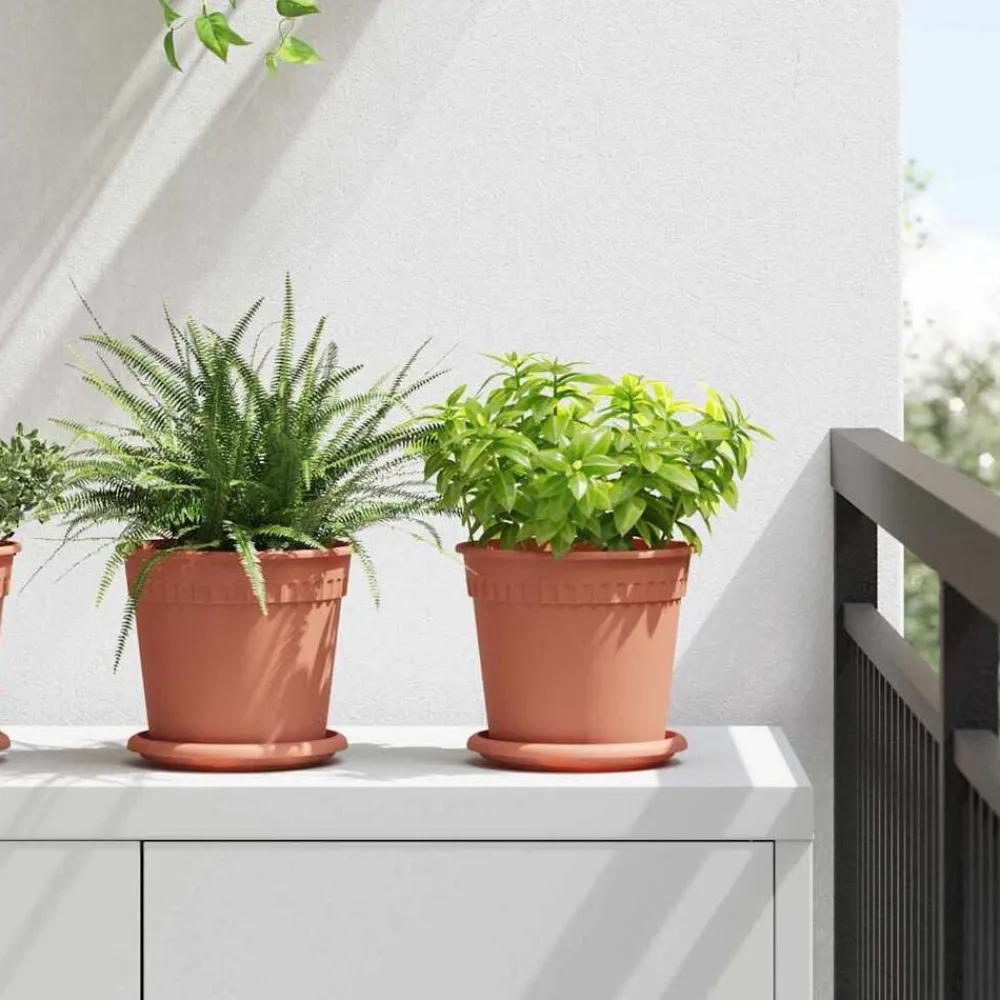 Tuin & Gazon*vidaXL Ronde Bloemenschalen 6 pcs Ø 14 x 2 cm Kunststof Baksteenrood