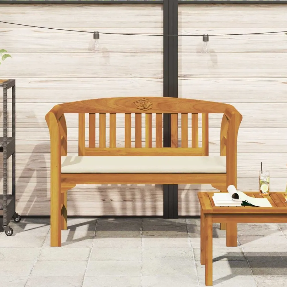 Tuinmeubelen*vidaXL Rozenbank Crème Wit 114 x 46 x 82,5 cm Massief Acaciahout Crèmewit