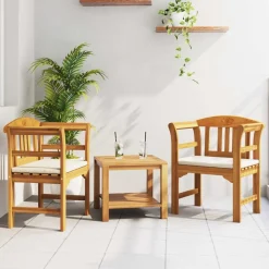 Tuinmeubelen*vidaXL Rozenbank Natuurlijk 68,5 x 46 x 82,5 cm Massief Acaciahout Cr&egrave;mewit