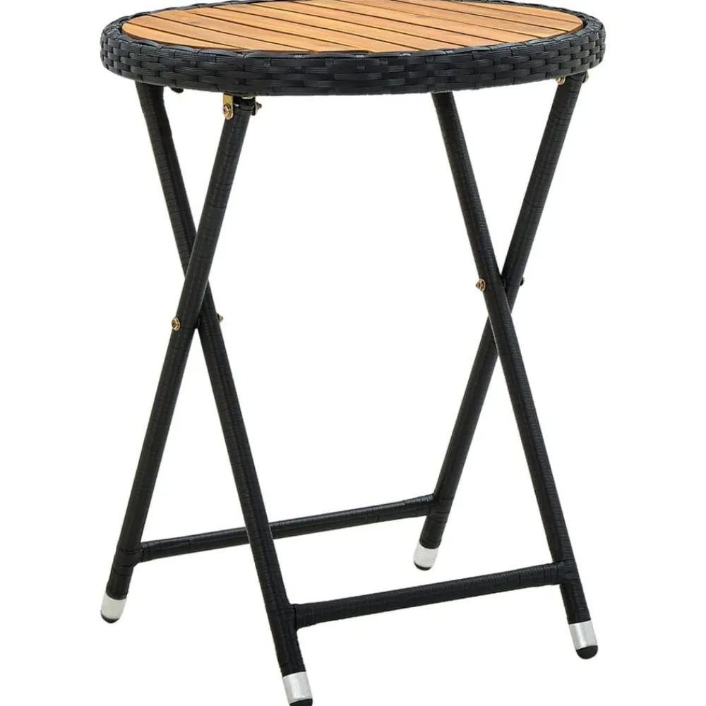 Salontafel 60 cm poly rattan en massief acaciahout>vidaXL Clearance
