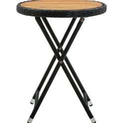 Salontafel 60 cm poly rattan en massief acaciahout>vidaXL Clearance