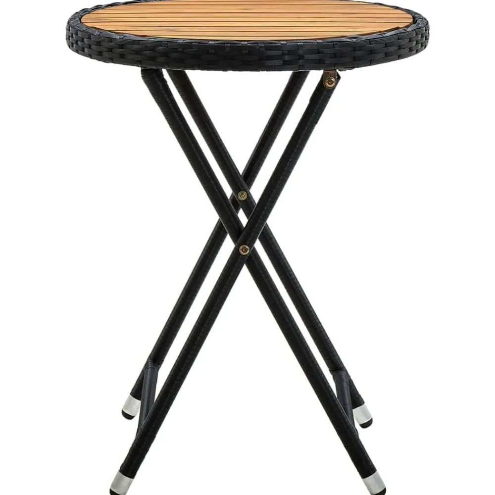 Salontafel 60 cm poly rattan en massief acaciahout>vidaXL Clearance