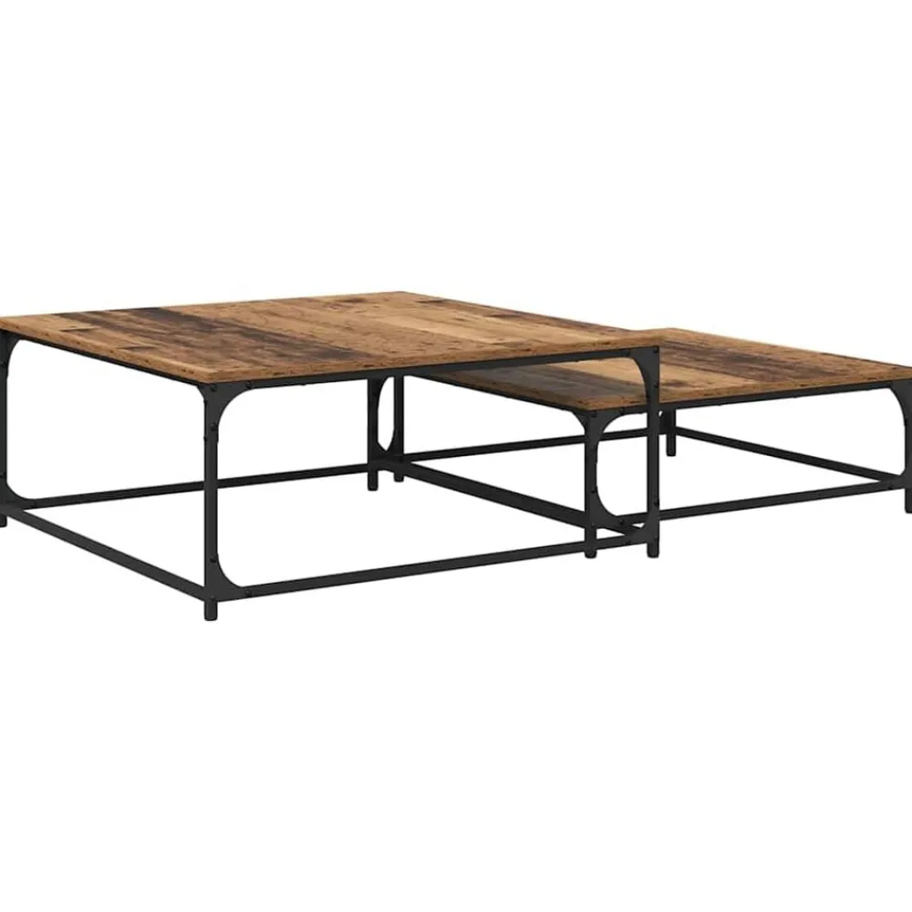 Tafels*vidaXL Salontafel 2 pcs Bewerkt hout Oud hout