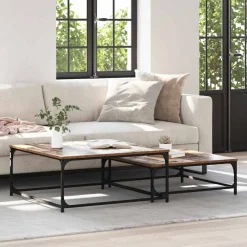 Tafels*vidaXL Salontafel 2 pcs Bewerkt hout Oud hout