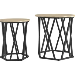 Tafels*vidaXL Salontafel 2 pcs Engineered hout en staal Sonoma eiken