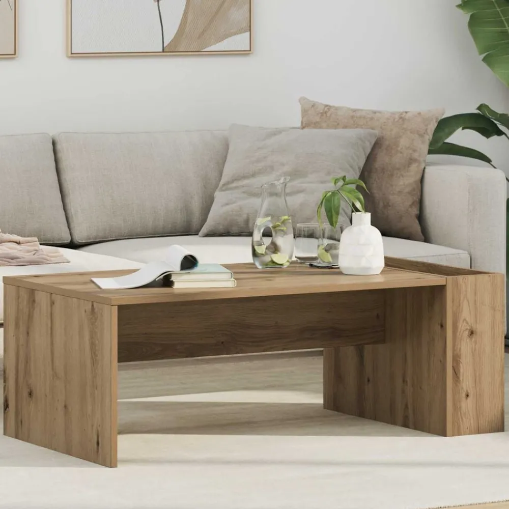 Tafels*vidaXL Salontafel Artisan Eiken 95 x 50 x 34 cm Bewerkt hout artisanaal eikenkleurig