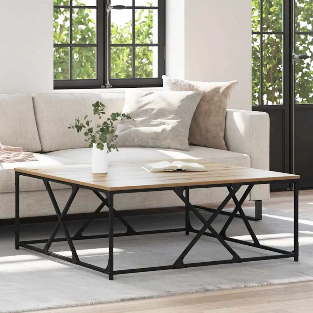 Salontafel Artisan Eiken 100 x 100 x 40 cm Bewerkt hout>vidaXL Clearance