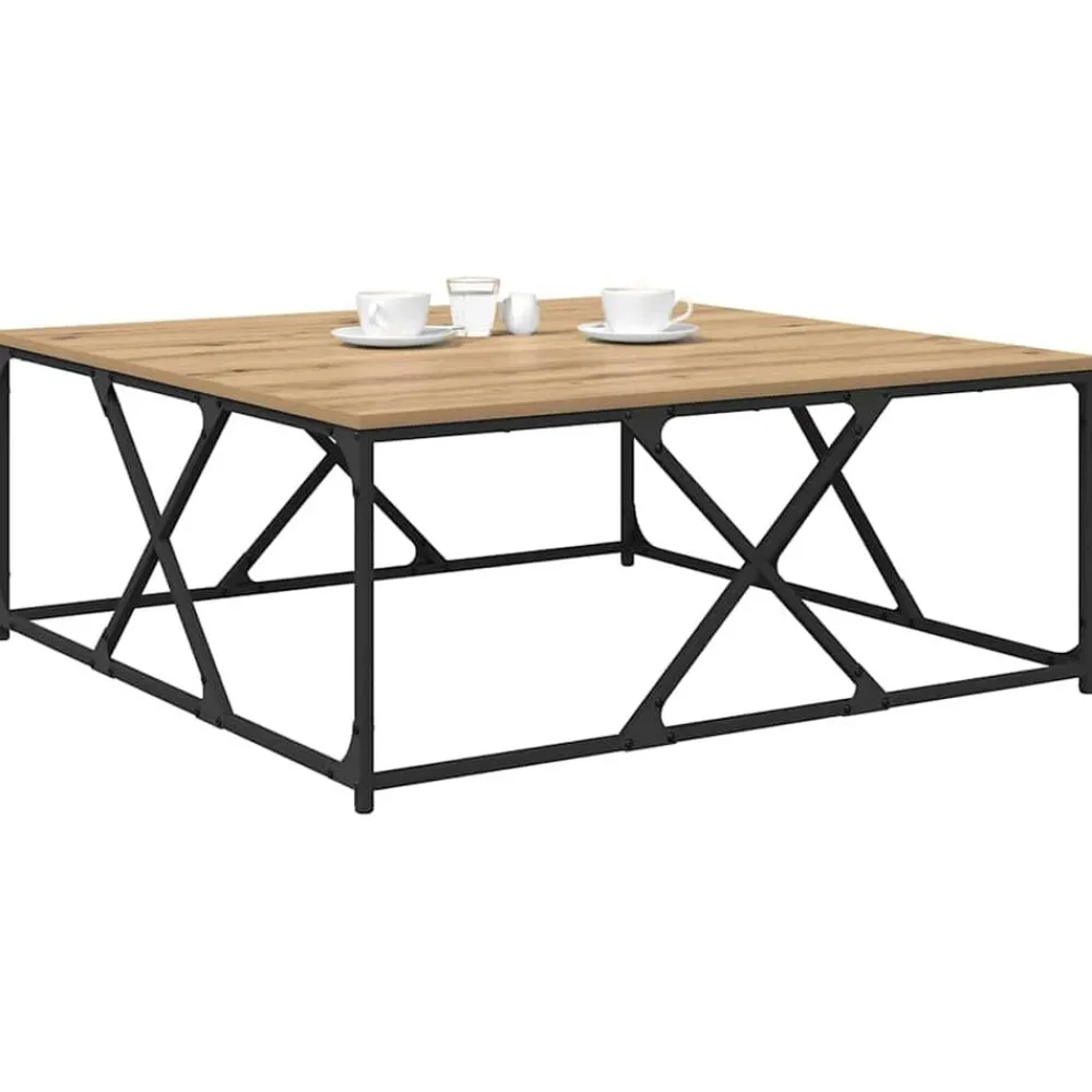 Salontafel Artisan Eiken 100 x 100 x 40 cm Bewerkt hout>vidaXL Clearance