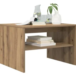 Tafels*vidaXL Salontafel Artisan Eiken 60 x 50 x 40 cm Bewerkt hout artisanaal eikenkleurig