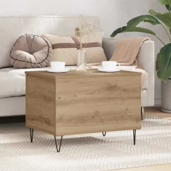 Tafels*vidaXL Salontafel Artisan Eiken 60 x 44,5 x 45 cm Bewerkt hout artisanaal eikenkleurig