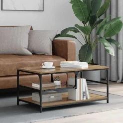 Tafels*vidaXL Salontafel Artisan Eiken 90 x 49 x 40 cm Bewerkt hout artisanaal eikenkleurig