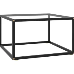 Salontafel met gehard glas 60x60x35 cm zwart>vidaXL New
