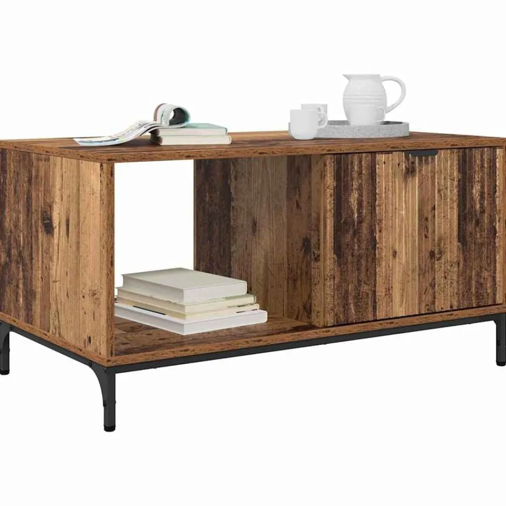 Salontafel met lade Oudhout 90 x 49 x 46 cm Bewerkt hout>vidaXL Sale