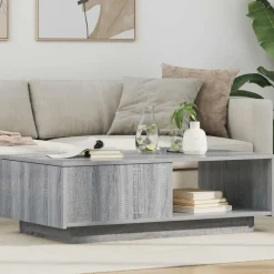 Tafels*vidaXL Salontafel met lade 95 x 55 x 31 cm Bewerkt hout Grijs sonoma