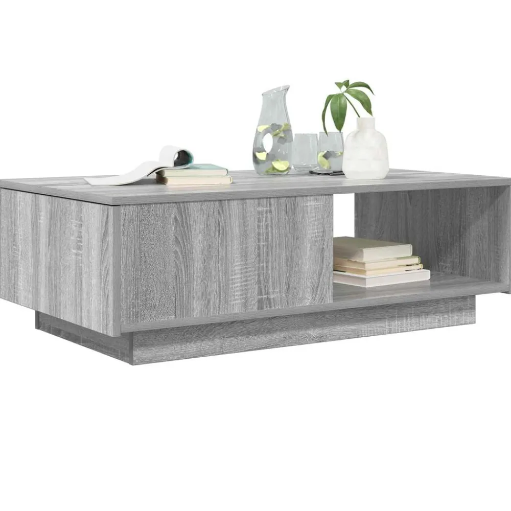 Tafels*vidaXL Salontafel met lade 95 x 55 x 31 cm Bewerkt hout Grijs sonoma