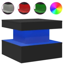 Tafels*vidaXL Salontafel met LED-verlichting 50x50x40 cm Zwart