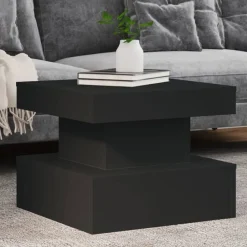 Tafels*vidaXL Salontafel met LED-verlichting 50x50x40 cm Zwart
