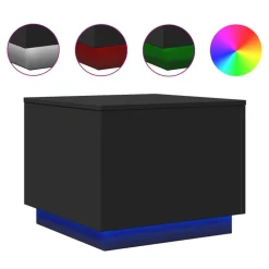 Tafels*vidaXL Salontafel met LED-verlichting 50x50x40 cm Zwart