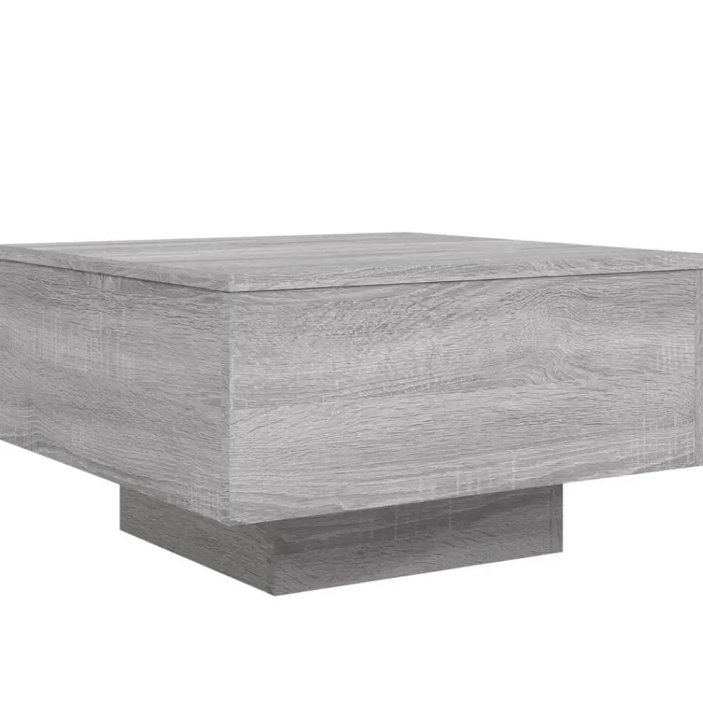 Tafels*vidaXL Salontafel met LED-verlichting 55x55x31 cm eiken Grijs sonoma