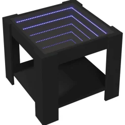 Tafels*vidaXL Salontafel met LED 53x53x45 cm bewerkt hout Zwart