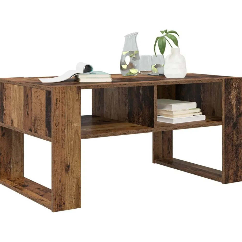 Tafels*vidaXL Salontafel met opslag Oudhout 92 x 53 x 45 cm Bewerkt hout Oud hout