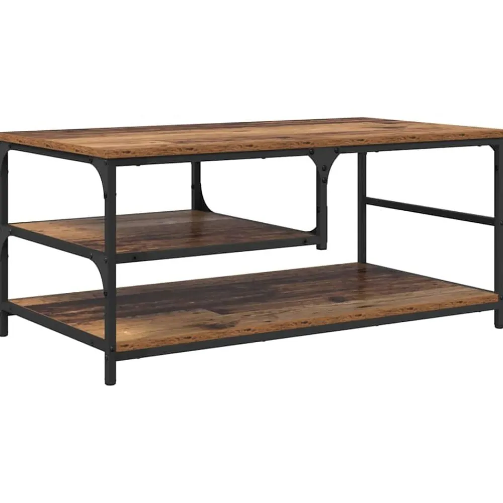 Tafels*vidaXL Salontafel 90 x 49 x 40 cm Bewerkt hout Oud hout