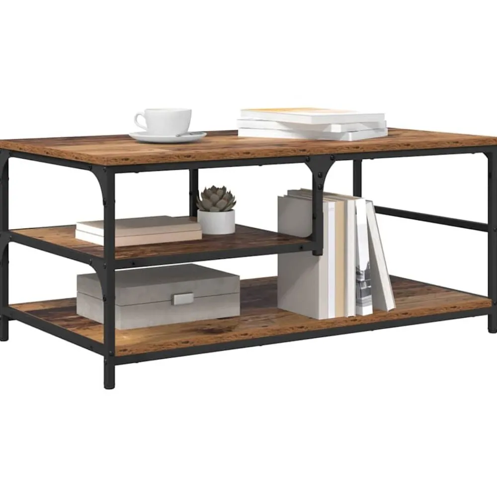 Tafels*vidaXL Salontafel 90 x 49 x 40 cm Bewerkt hout Oud hout