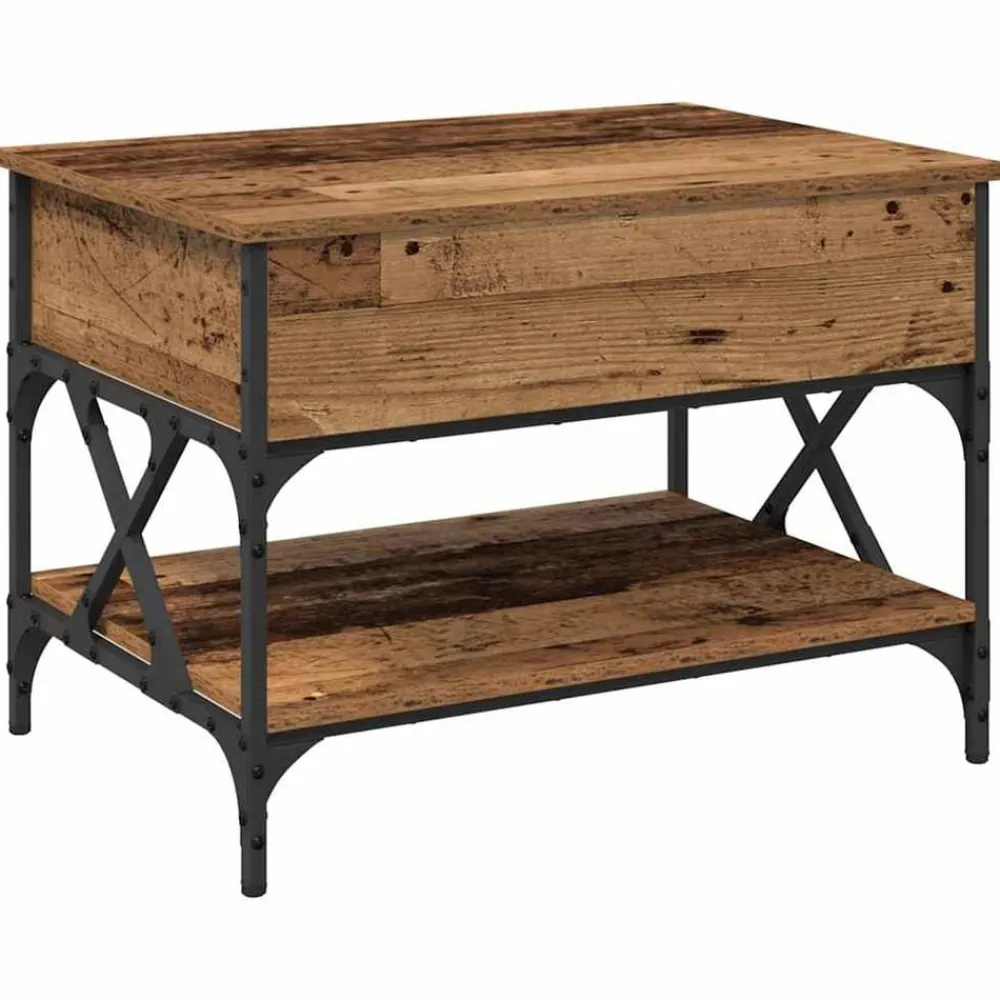 Tafels*vidaXL Salontafel 70x50x50cm Bewerkt hout Oud hout