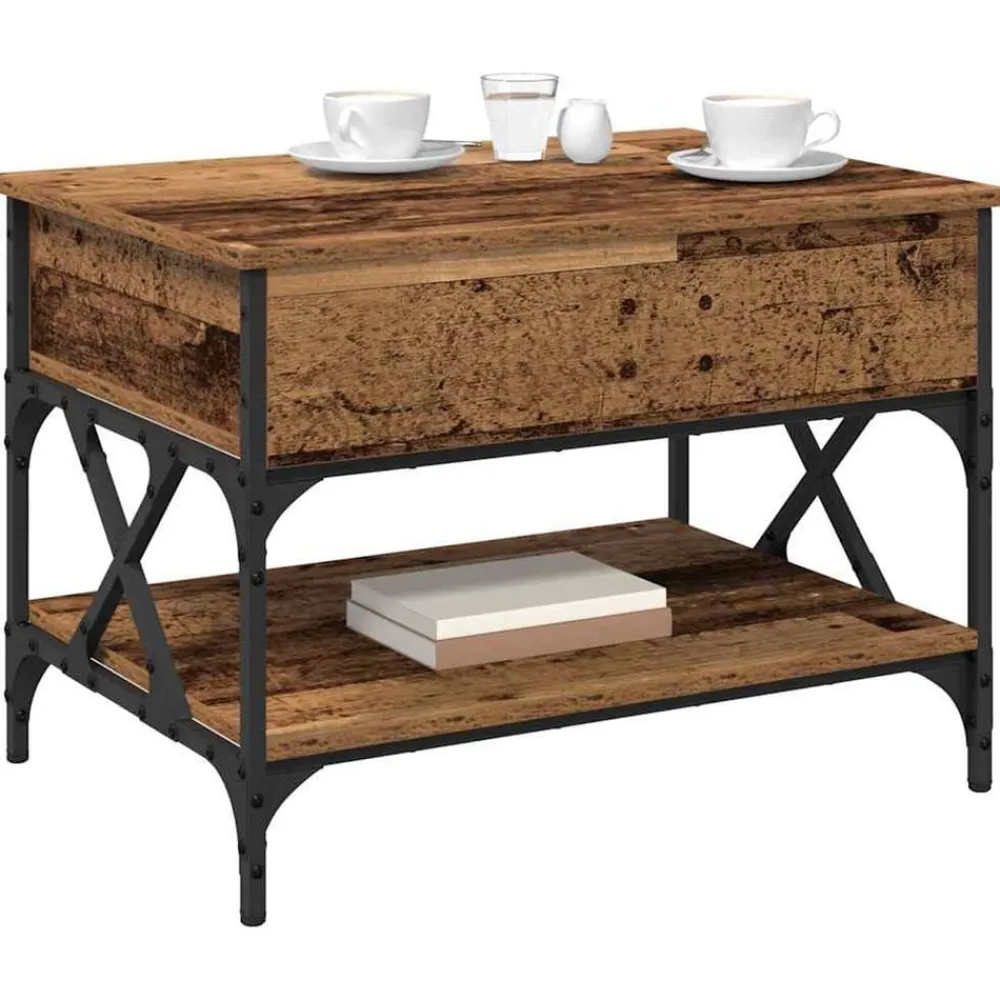 Tafels*vidaXL Salontafel 70x50x50cm Bewerkt hout Oud hout