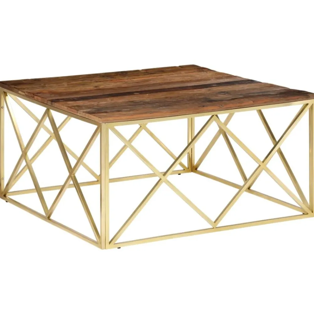 Salontafel roestvrij staal en massief bielshout goudkleurig>vidaXL Best
