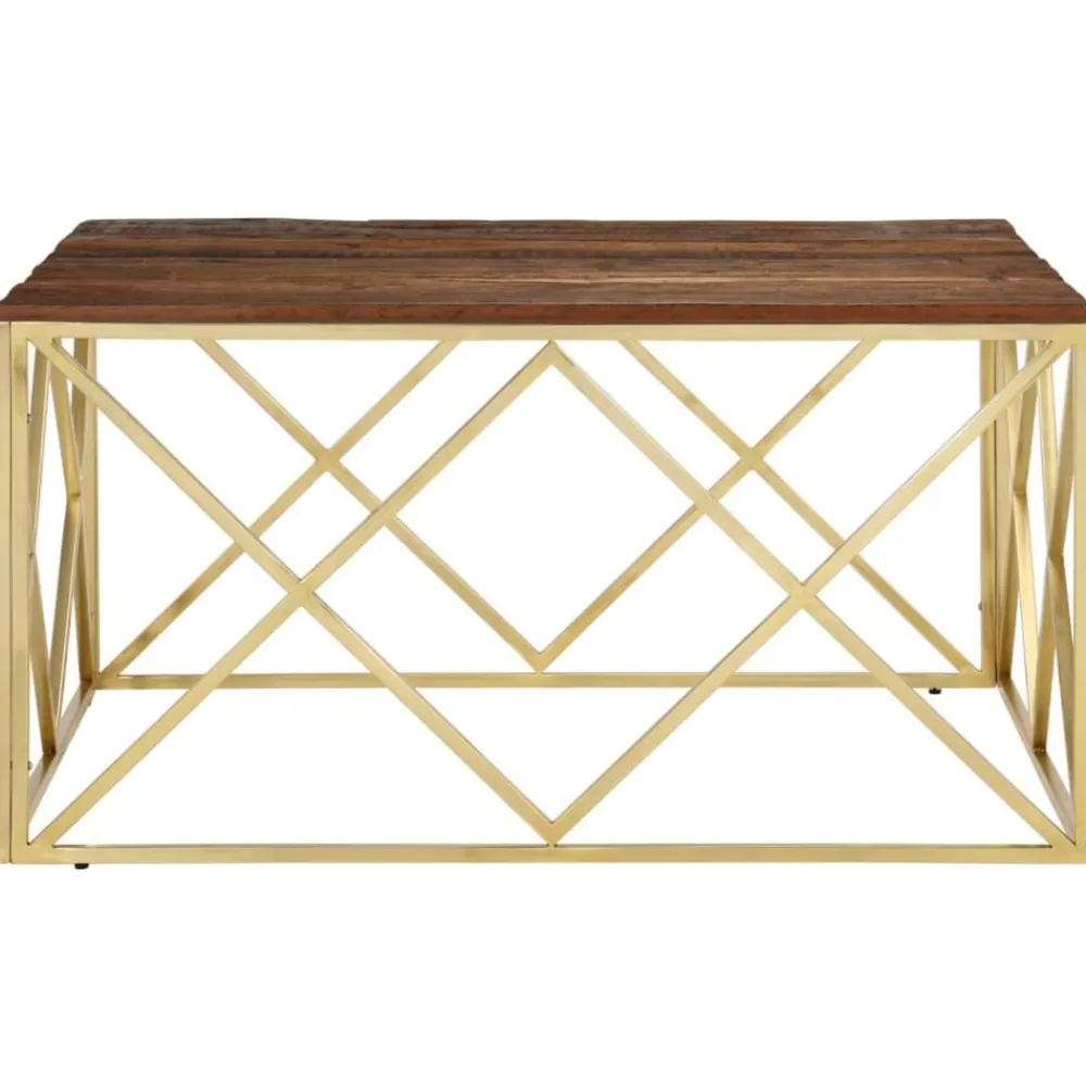 Salontafel roestvrij staal en massief bielshout goudkleurig>vidaXL Best