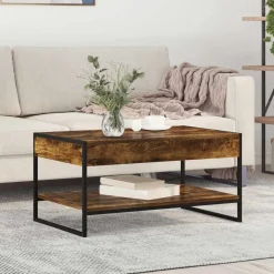 Tafels*vidaXL Salontafel Rook Eik 80 x 50 x 40 cm Bewerkt hout Gerookt eiken