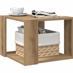 Tafels*vidaXL Salontafel 40x40x30 cm bewerkt hout artisanaal eikenkleur artisanaal eikenkleurig