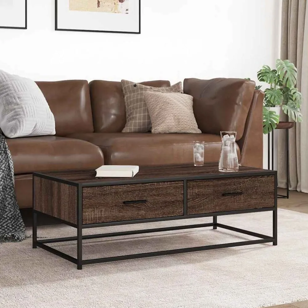 Salontafel 100x50x35 cm bewerkt hout en metaal>vidaXL Sale