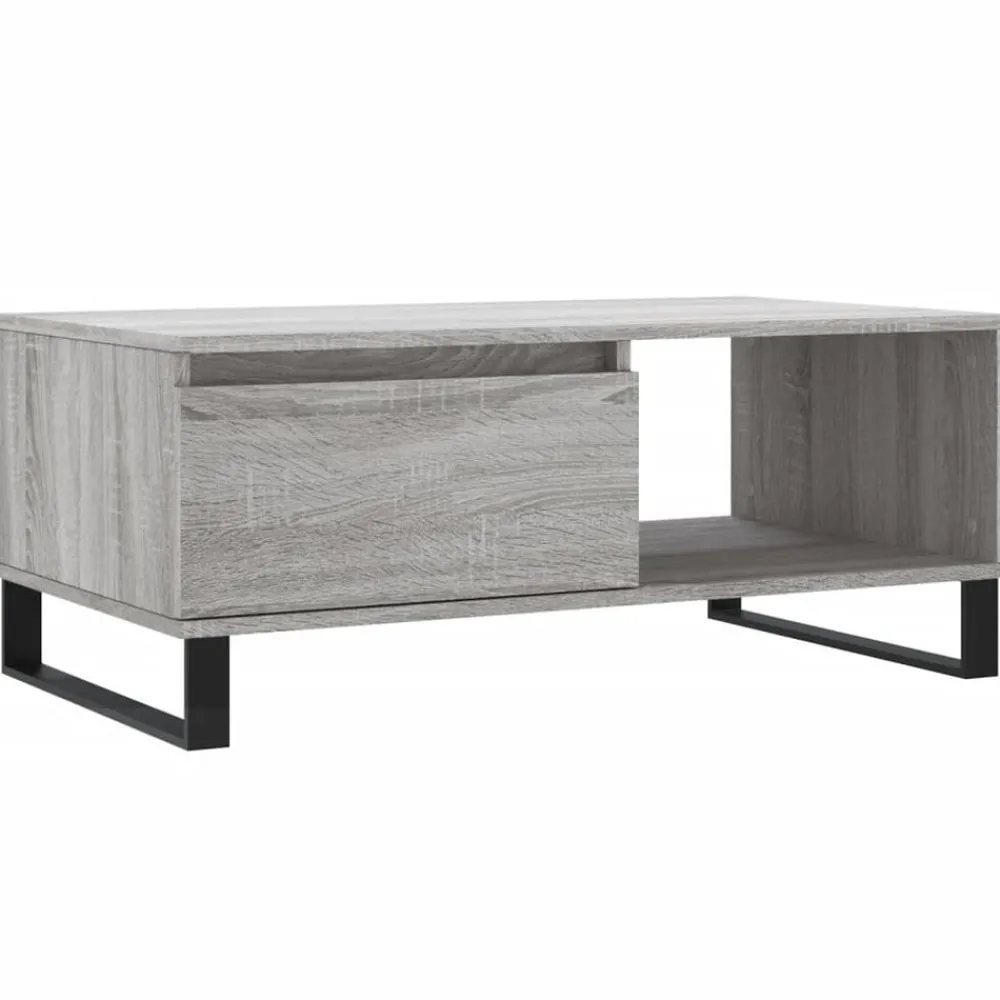 Tafels*vidaXL Salontafel 90x50x36,5 cm bewerkt hout Grijs sonoma