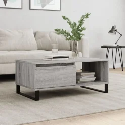 Tafels*vidaXL Salontafel 90x50x36,5 cm bewerkt hout Grijs sonoma