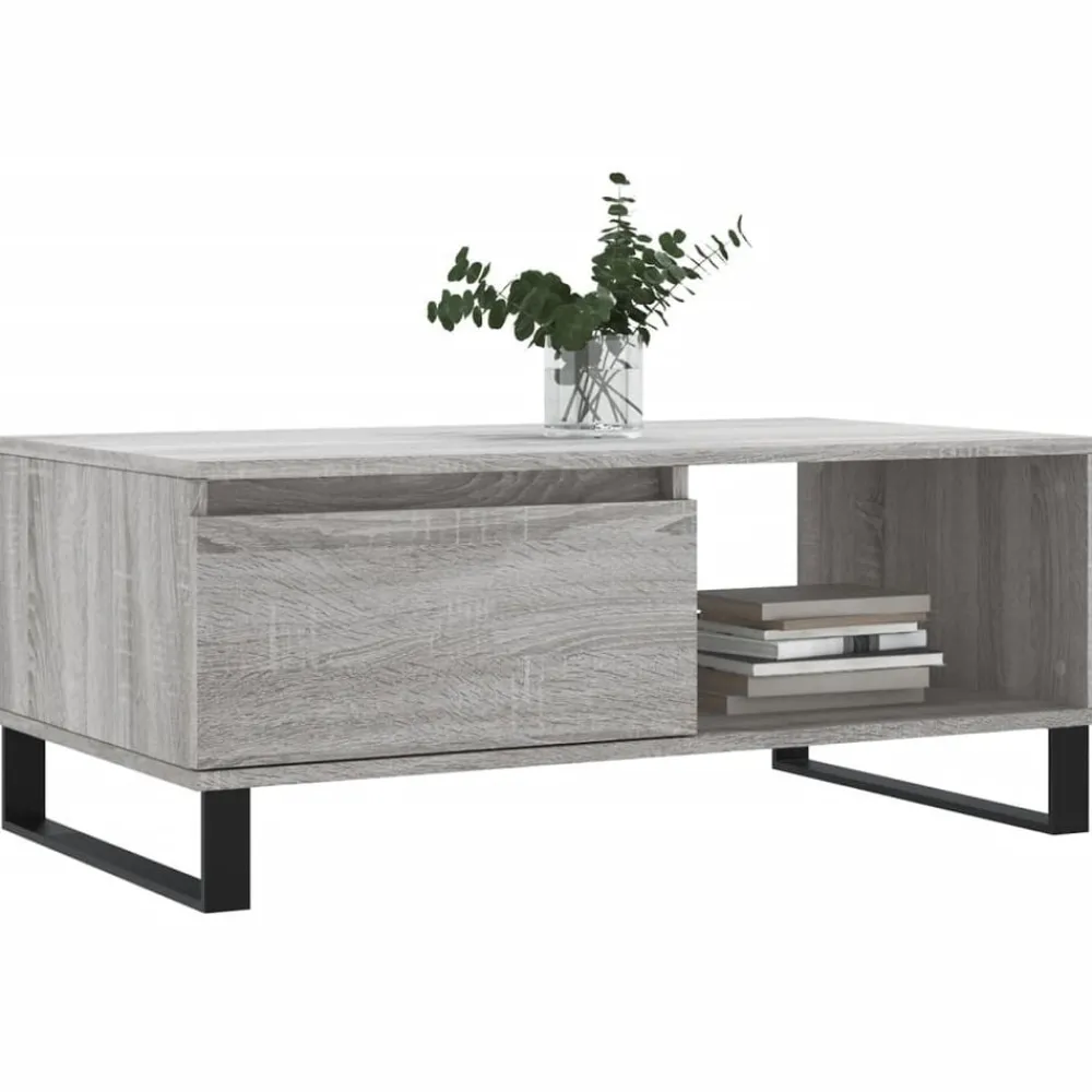 Tafels*vidaXL Salontafel 90x50x36,5 cm bewerkt hout Grijs sonoma
