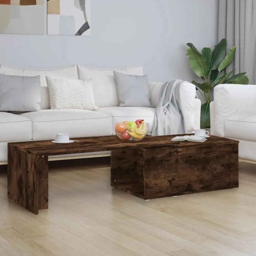 Tafels*vidaXL Salontafel 150x50x35 cm bewerkt hout kleurig Gerookt eiken