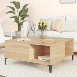 Tafels*vidaXL Salontafel 80x80x36,5 cm bewerkt hout kleurig Sonoma eiken