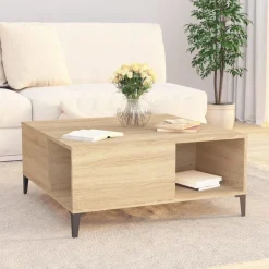 Tafels*vidaXL Salontafel 80x80x36,5 cm bewerkt hout kleurig Sonoma eiken