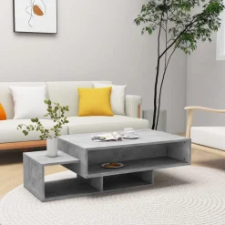 Tafels*vidaXL Salontafel 105x55x32 cm bewerkt hout Betongrijs