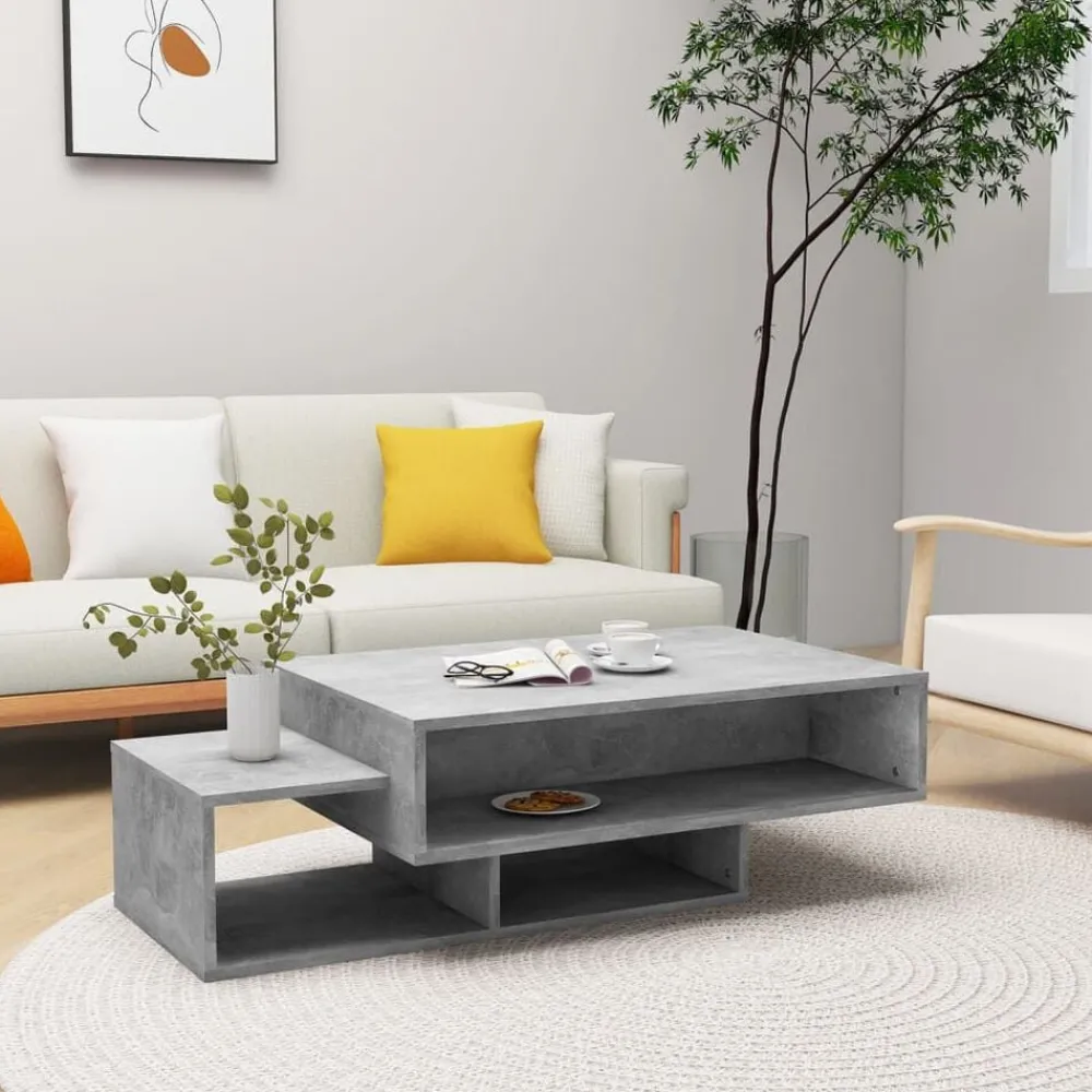 Tafels*vidaXL Salontafel 105x55x32 cm bewerkt hout Betongrijs